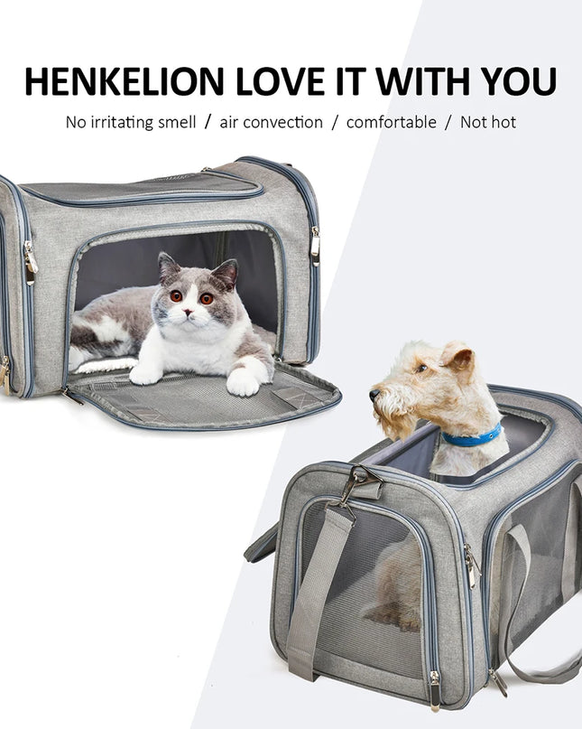 Hunde Transporttasche Grau fuer Reisen