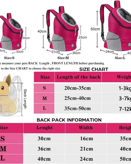 Hunde Rucksack Frontpack mit Reflektoren
