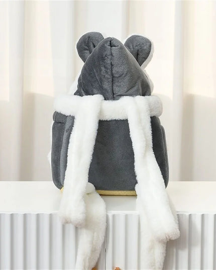 Hunde Rucksack Samt Grau - Warm & Winddicht