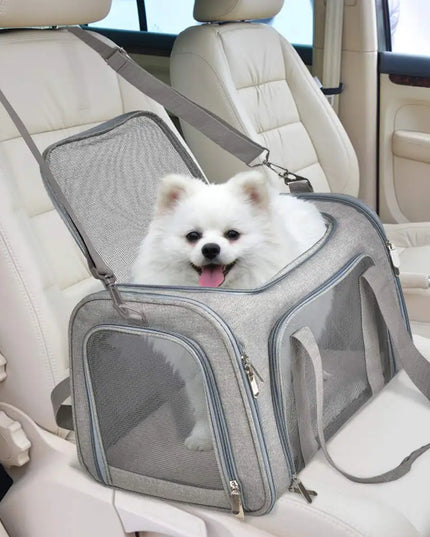 Hunde Transporttasche Grau fuer Reisen