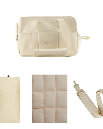 Hunde Tragetasche Baumwolle Beige mit Kissen