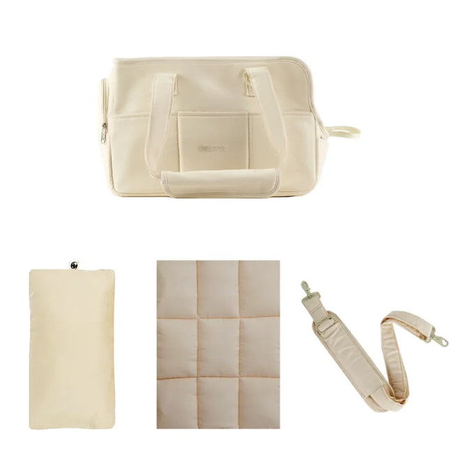 Hunde Tragetasche Baumwolle Beige mit Kissen