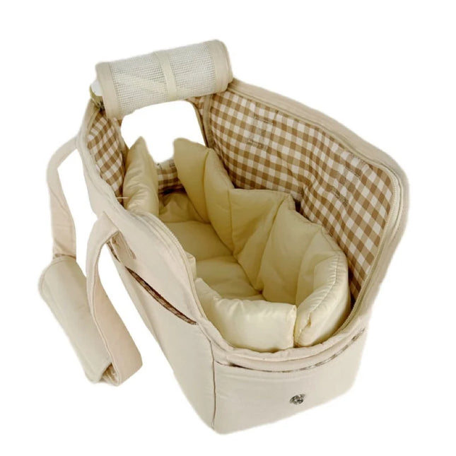 Hunde Tragetasche Baumwolle Beige mit Matte