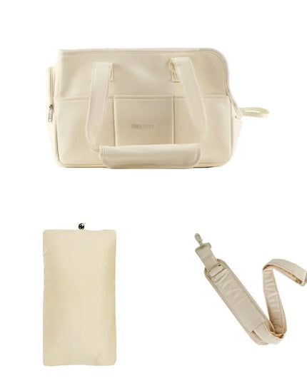 Hunde Tragetasche Baumwolle Beige mit Kissen