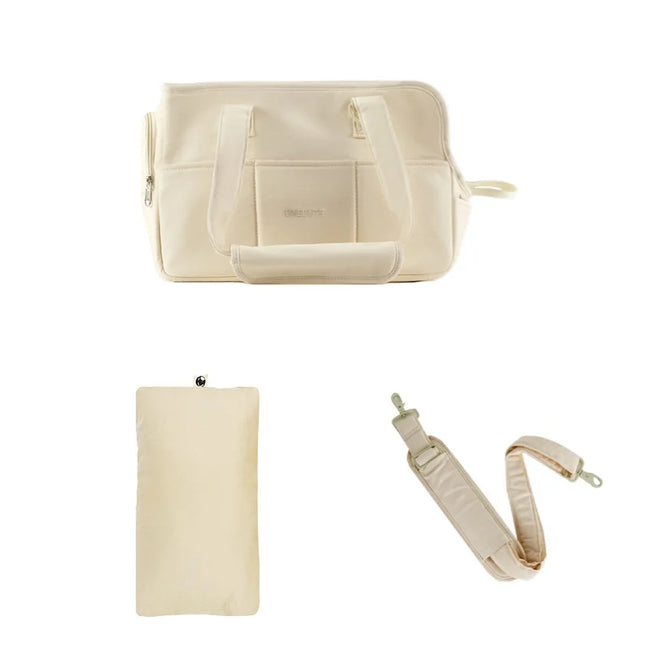 Hunde Tragetasche Baumwolle Beige mit Kissen