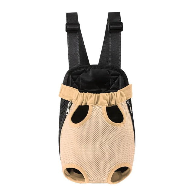 Hunde Rucksack Beige mit Mesh-Fenster