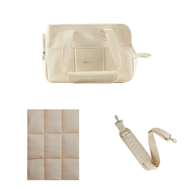 Hunde Tragetasche Baumwolle Beige mit Gurt &