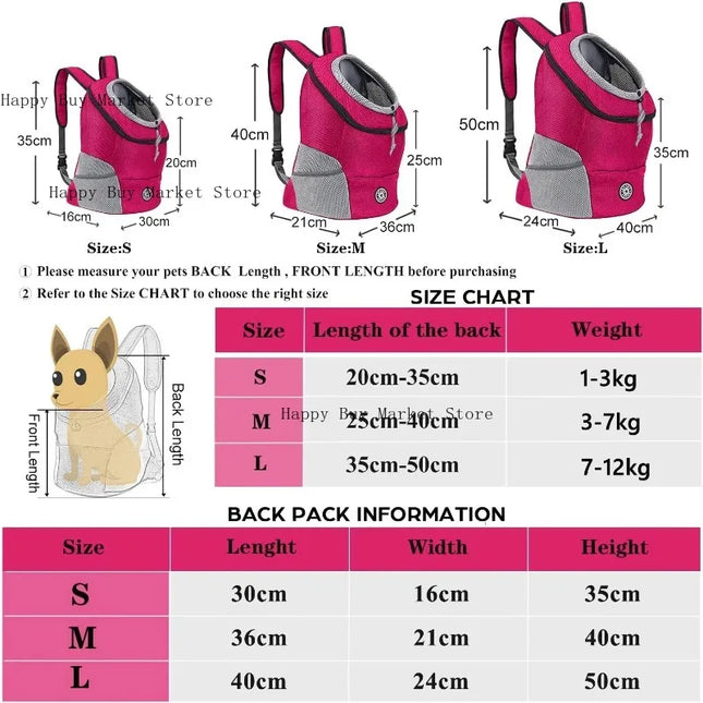Hunde Rucksack Orange Fronttrage für kleine