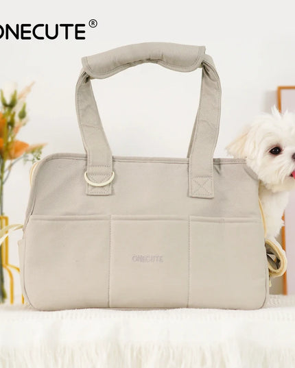Hunde Tragetasche Baumwolle Grau mit Kissen