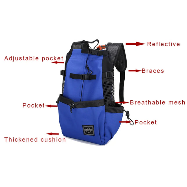 Hunde Rucksack Atmungsaktiv Nylon Blau
