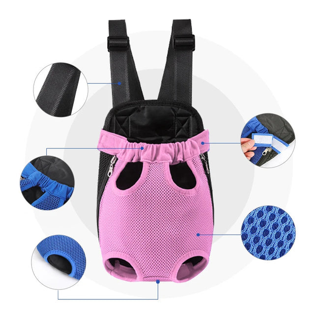 Hunde Rucksack Blau mit Mesh-Fenstern