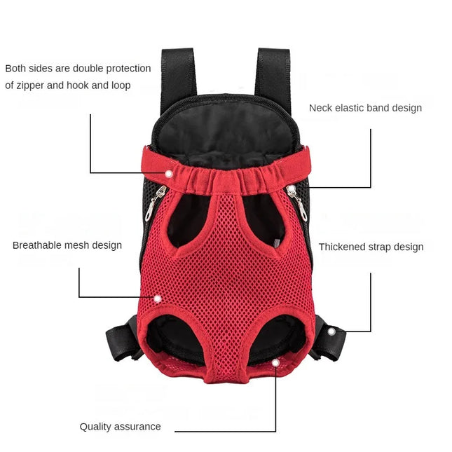 Hunde Rucksack Frontpack Rot Atmungsaktiv