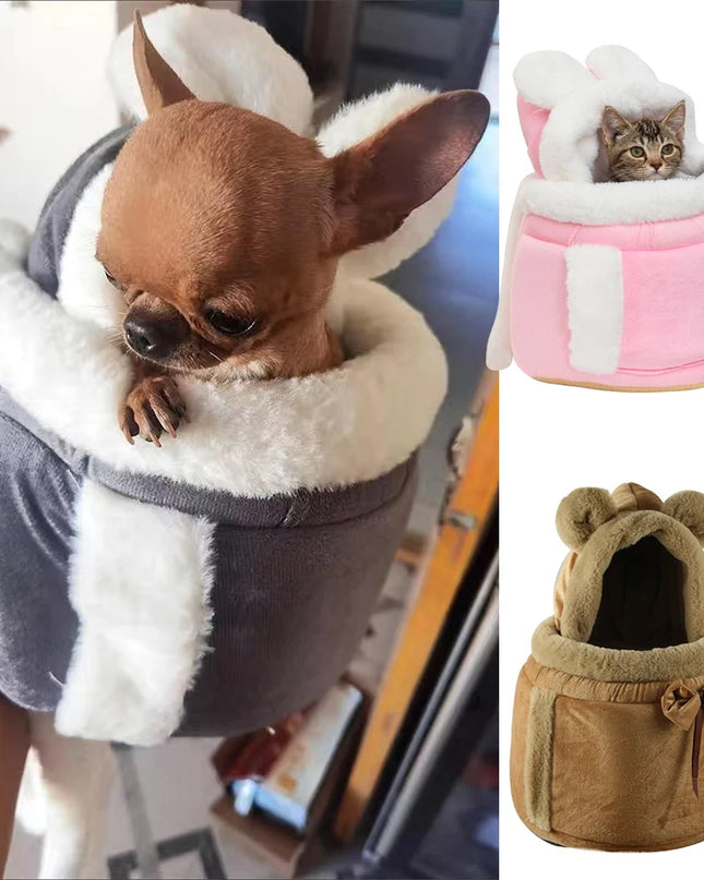 Hunde Rucksack Samt Grau - Warm & Winddicht