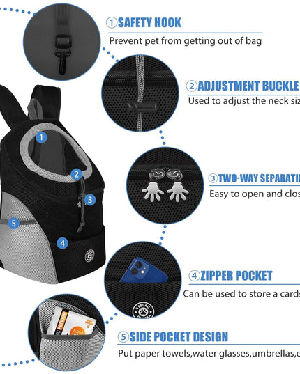 Hunde Rucksack für vorne - Atmungsaktiv