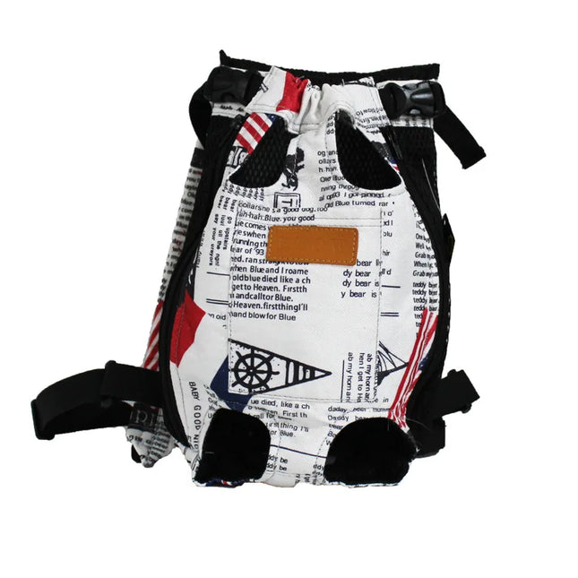 Mesh Hunde Rucksack mit Zeitungsmuster