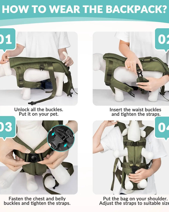 Hunde Fronttrage Rucksack Schwarz Baumwolle