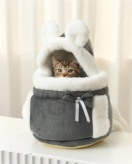 Hunde Rucksack Samt Grau - Warm & Winddicht
