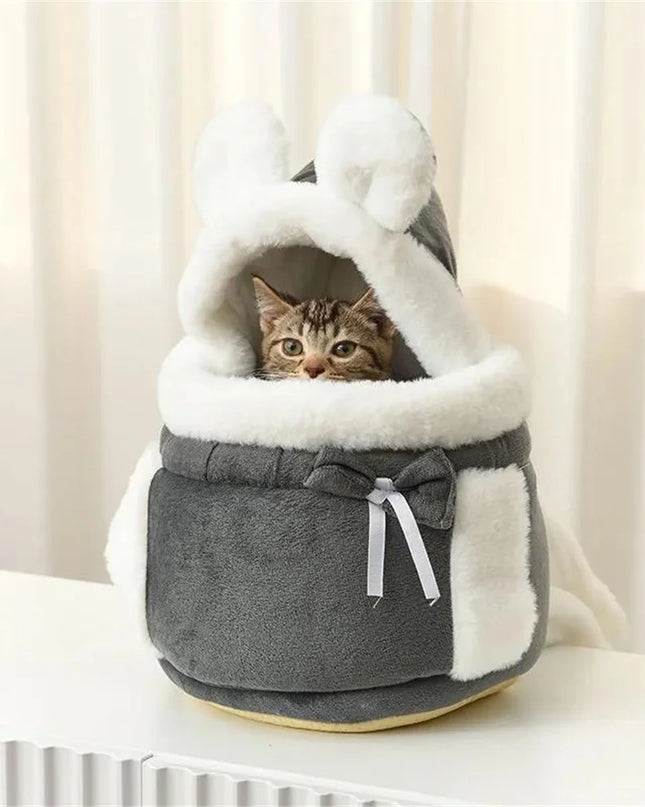 Hunde Rucksack Samt Grau - Warm & Winddicht