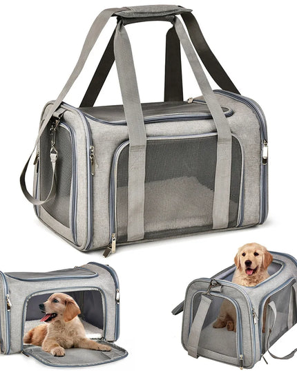 Hunde Transporttasche Grau fuer Reisen
