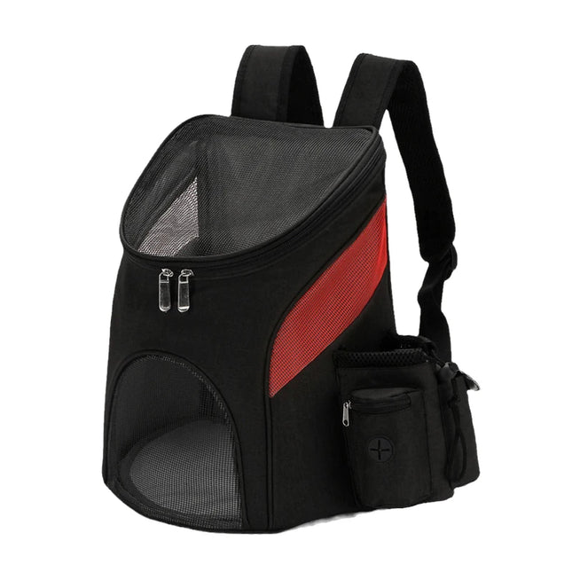 Hunde Rucksack Atmungsaktiv Schwarz-Rot