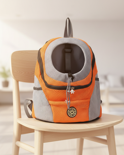 doppel-schulter-hunde-rucksack-orange-mesh - lifestyle