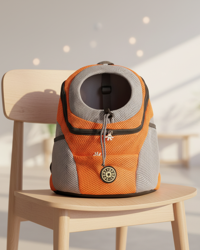 hunde-rucksack-atmungsaktiv-orange - lifestyle