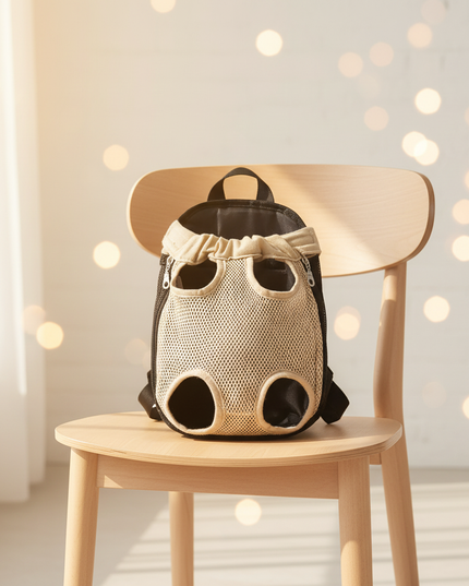 hunde-rucksack-beige-camouflage-sicher - lifestyle