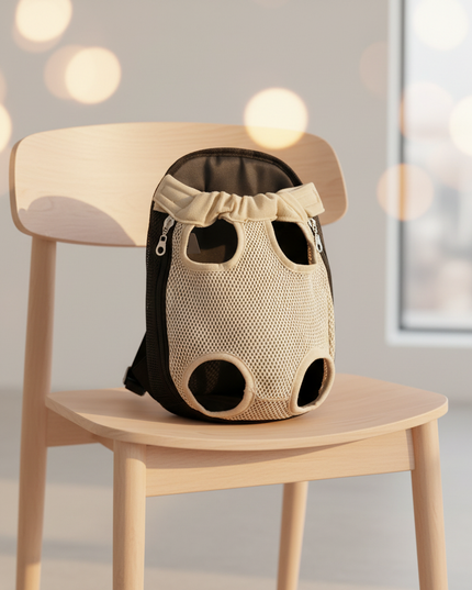 hunde-rucksack-beige-mesh-kleine-hunde-katzen - lifestyle