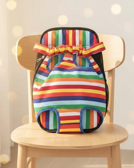 hunde-rucksack-beine-raus-bunte-streifen - lifestyle