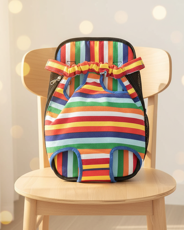 hunde-rucksack-beine-raus-bunte-streifen - lifestyle