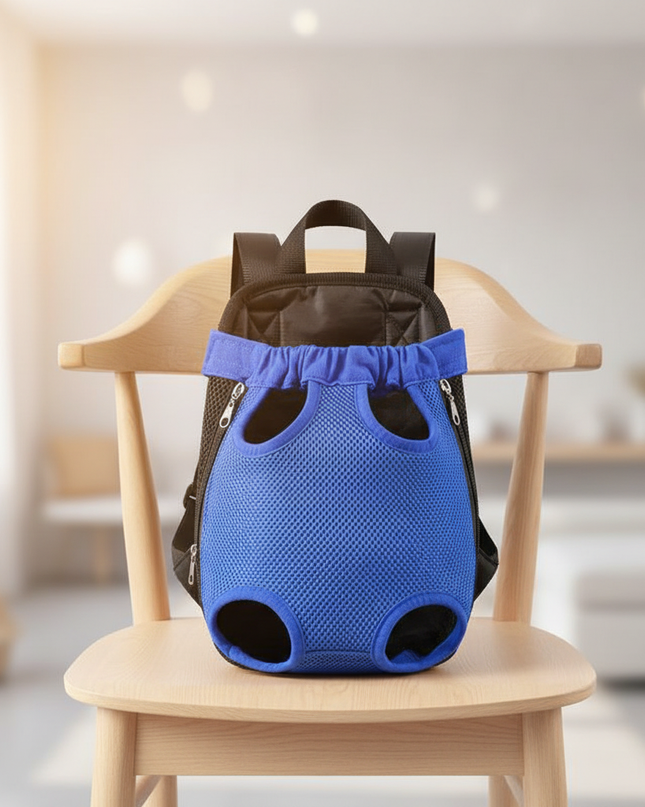 hunde-rucksack-blau-mesh-fenster-klein - lifestyle