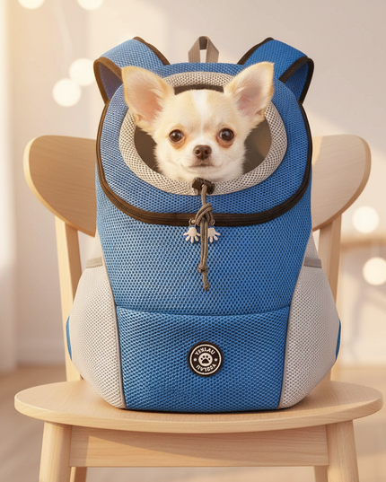 hunde-rucksack-front-atmungsaktiv-blau - lifestyle