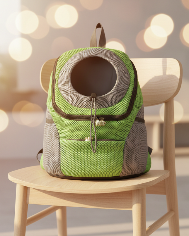 hunde-rucksack-front-atmungsaktiv-gruen - lifestyle