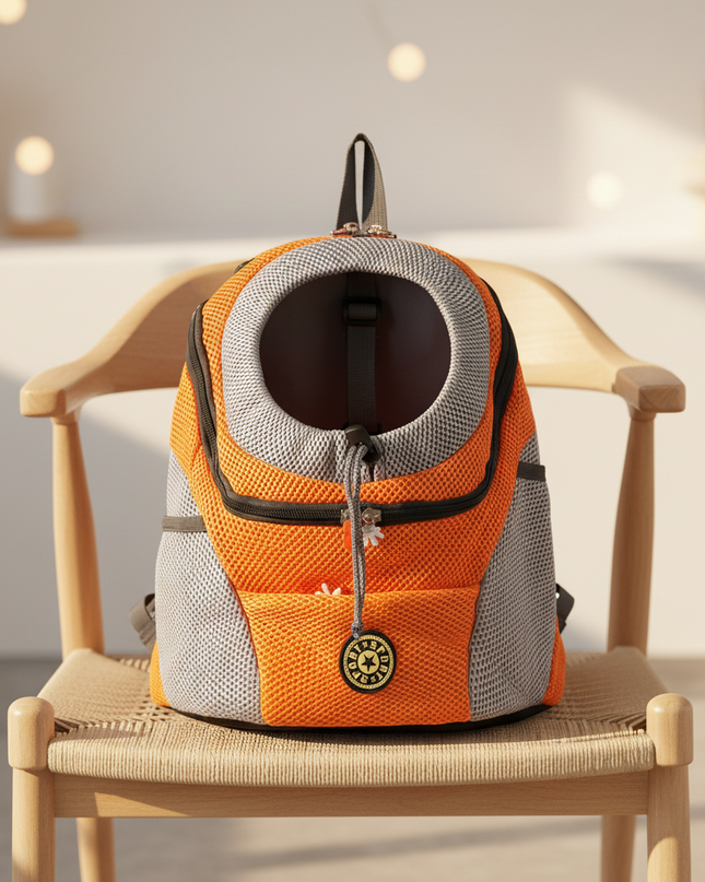 hunde-rucksack-front-atmungsaktiv-orange - lifestyle