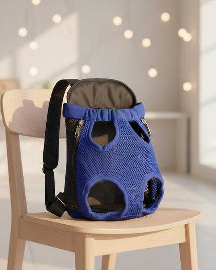 hunde-rucksack-frontpack-blau-atmungsaktiv - lifestyle