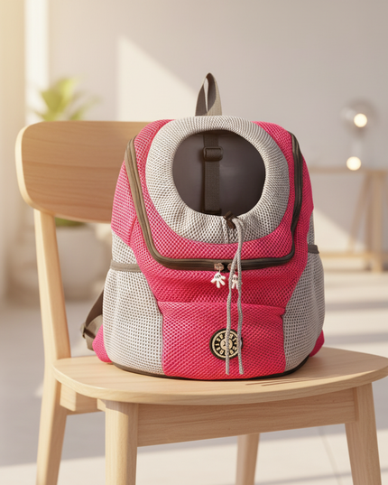hunde-rucksack-frontpack-reflektierend-rosered - lifestyle