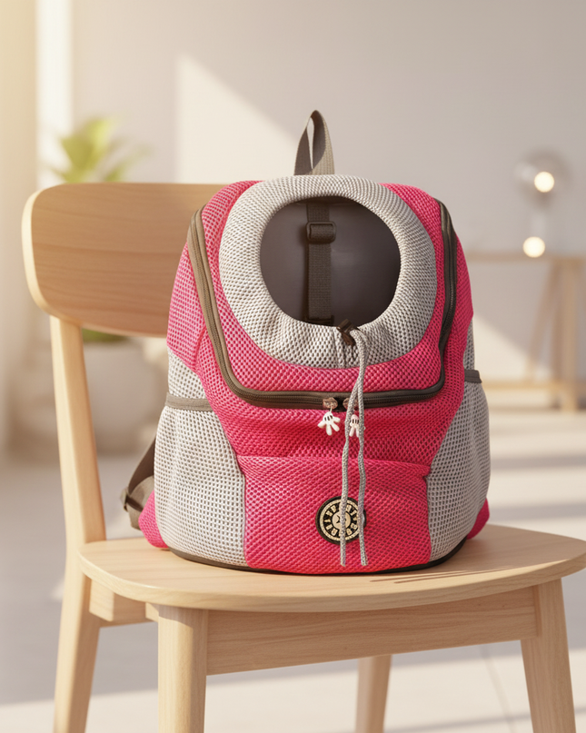 hunde-rucksack-frontpack-reflektierend-rosered - lifestyle
