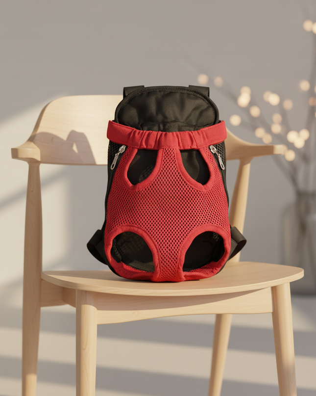 hunde-rucksack-frontpack-rot-atmungsaktiv - lifestyle