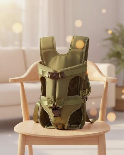 hunde-rucksack-fronttrage-gepolstert-gruen - lifestyle