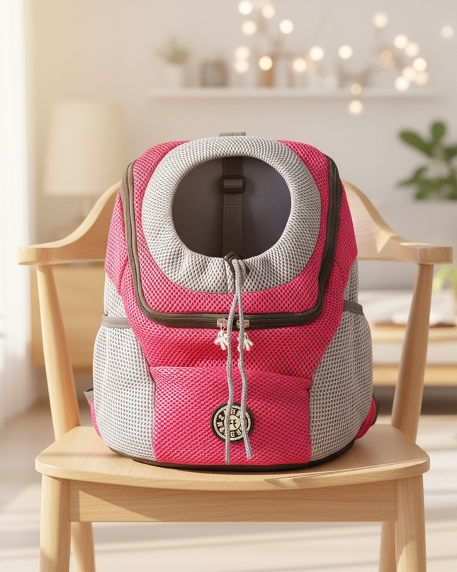 hunde-rucksack-fronttrage-roserot-s - lifestyle