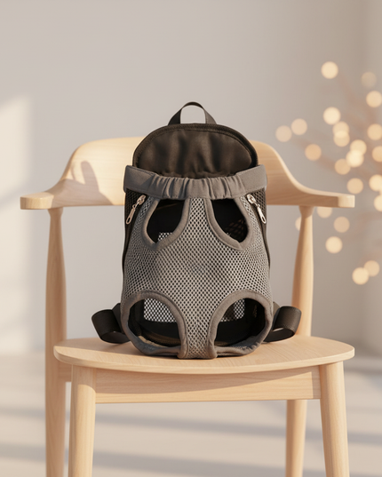 hunde-rucksack-grau-atmungsaktiv-kleine-tiere - lifestyle