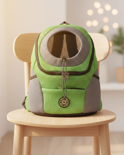 hunde-rucksack-gruen-kopf-oeffnung - lifestyle