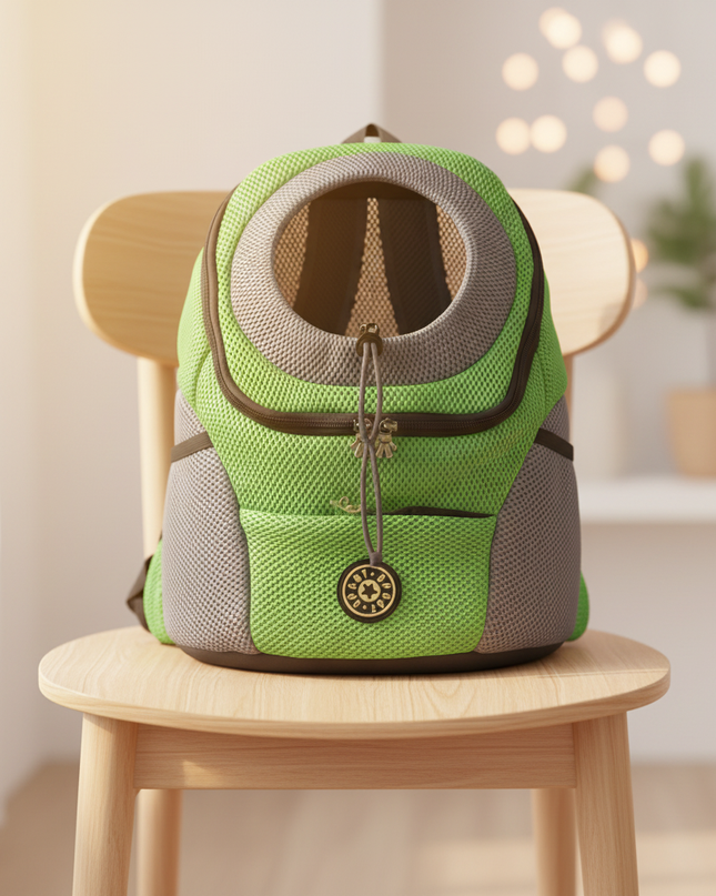 hunde-rucksack-gruen-kopf-oeffnung - lifestyle