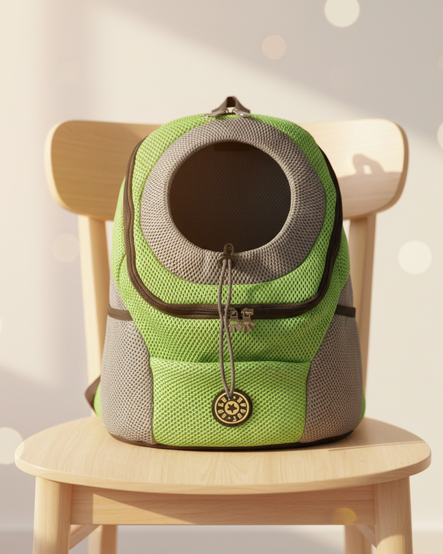 hunde-rucksack-gruen-kopfoffnung - lifestyle