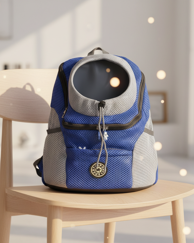 hunde-rucksack-nylon-blau-atmungsaktiv - lifestyle