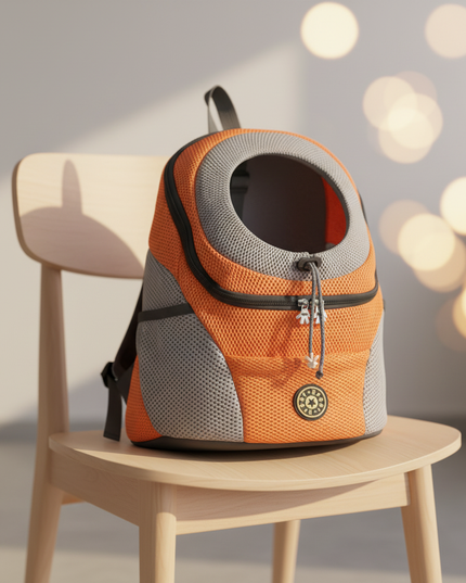 hunde-rucksack-orange-doppelschulter-mesh - lifestyle
