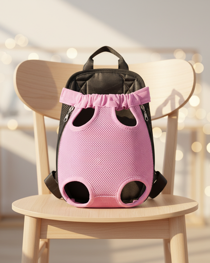 hunde-rucksack-pink-mesh-einsatz-klein - lifestyle