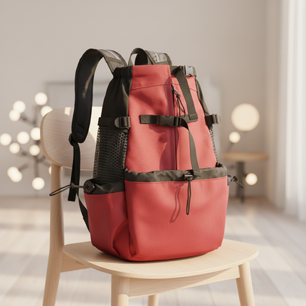 hunde-rucksack-rot-atmungsaktiv-robust - lifestyle