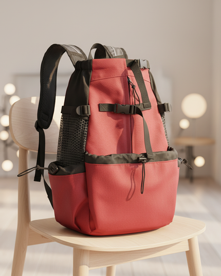 hunde-rucksack-rot-atmungsaktiv-robust - lifestyle
