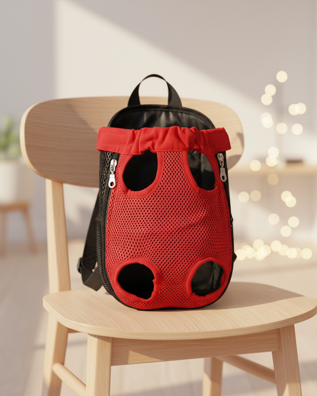 hunde-rucksack-rot-mesh-kleine-hunde-katzen - lifestyle
